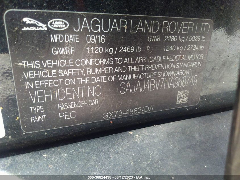 2017 JAGUAR XE 35T PREMIUM - SAJAJ4BV7HA968749