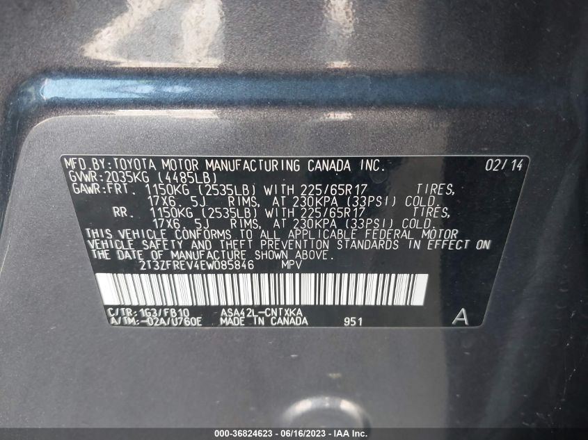 2014 TOYOTA RAV4 LE - 2T3ZFREV4EW085846