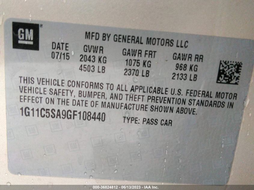 2016 CHEVROLET MALIBU LIMITED LT - 1G11C5SA9GF108440