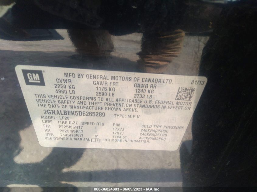 2013 CHEVROLET EQUINOX LS - 2GNALBEK5D6265289