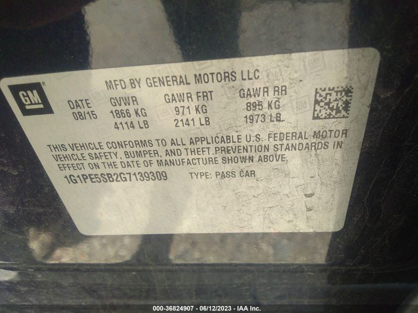 2016 CHEVROLET CRUZE LIMITED LT - 1G1PE5SB2G7139309