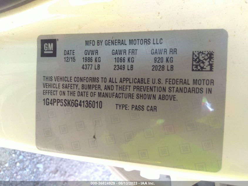 2016 BUICK VERANO - 1G4PP5SK6G4136010