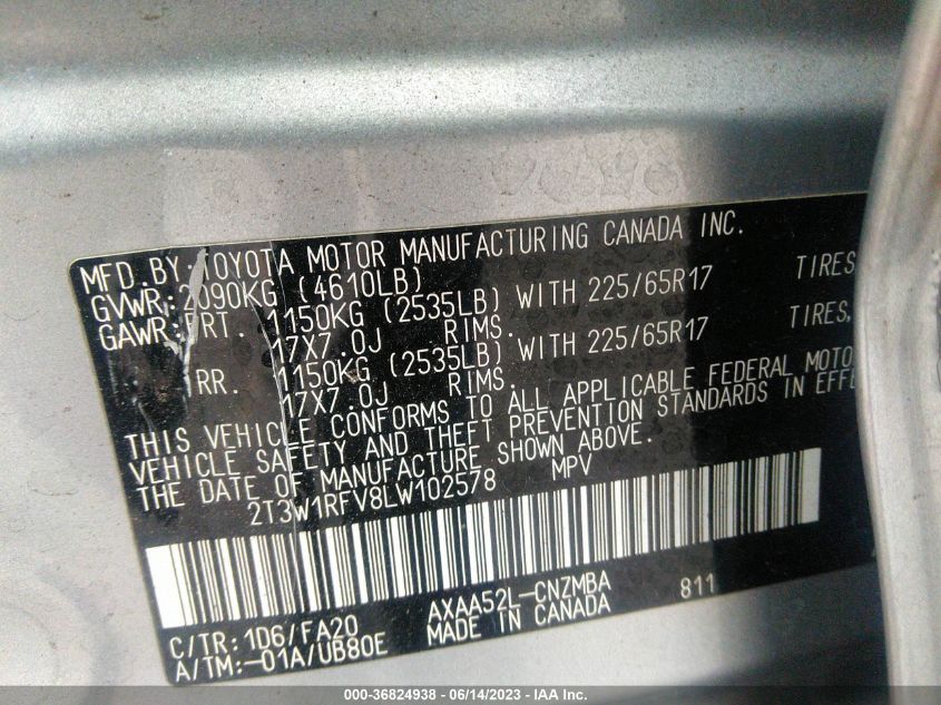 2020 TOYOTA RAV4 XLE - 2T3W1RFV8LW102578