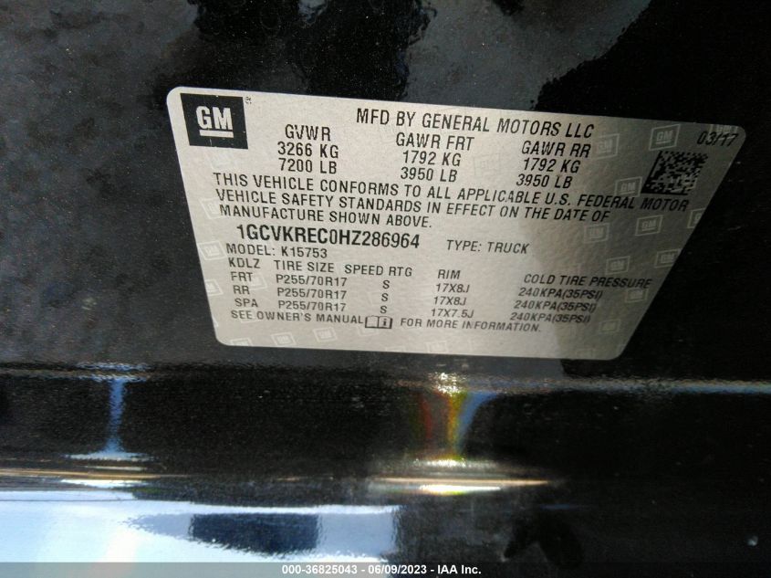 2017 CHEVROLET K1500 1GCVKRED0HV286964