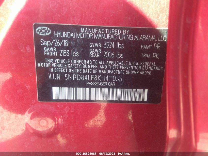 2019 HYUNDAI ELANTRA SEL - 5NPD84LF8KH411055