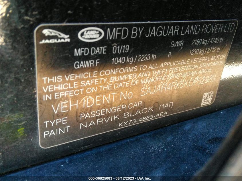 2019 JAGUAR XE 25T - SAJAR4FX6KCP52889