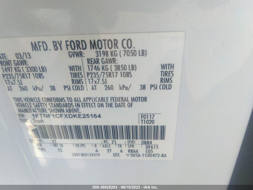 2013 FORD F-150 XL/XLT - 1FTNF1CFXDKE25164