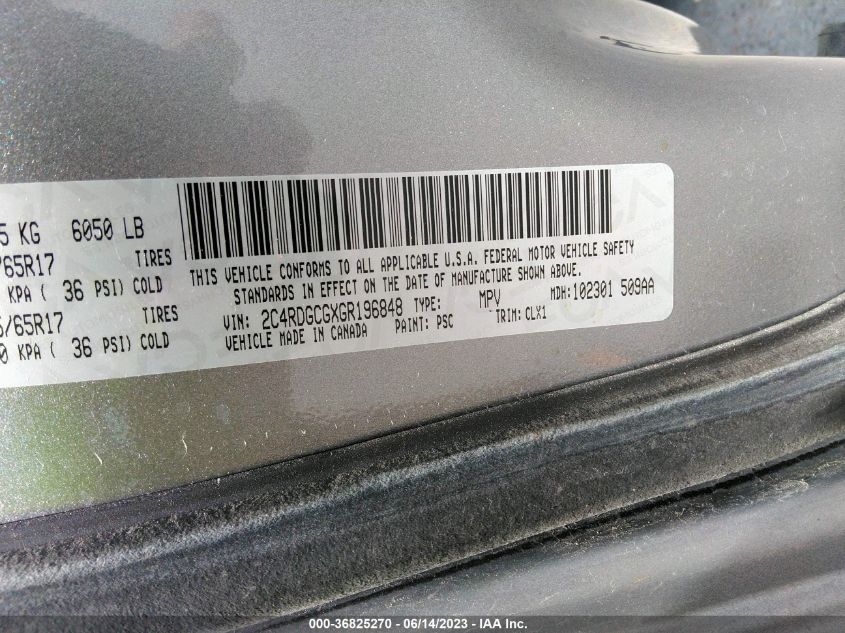 2016 DODGE GRAND CARAVAN SXT PLUS - 2C4RDGCGXGR196848