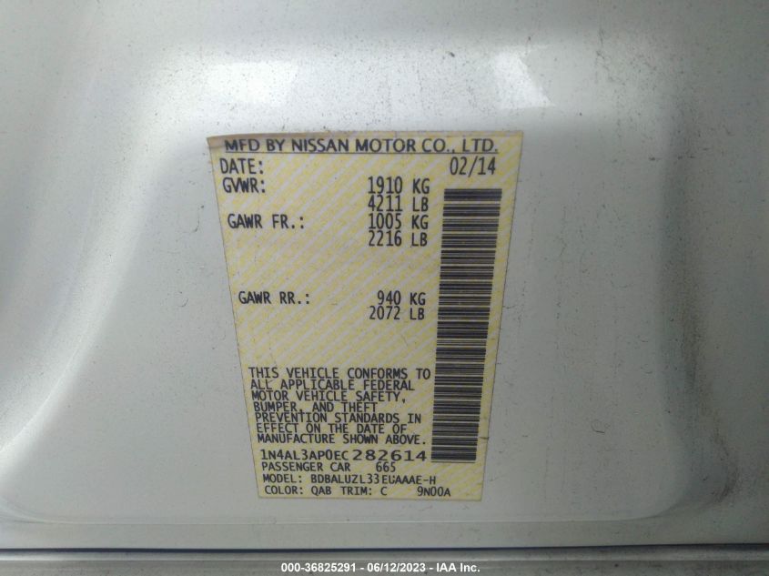 2014 NISSAN ALTIMA 2.5 SV - 1N4AL3AP0EC282614