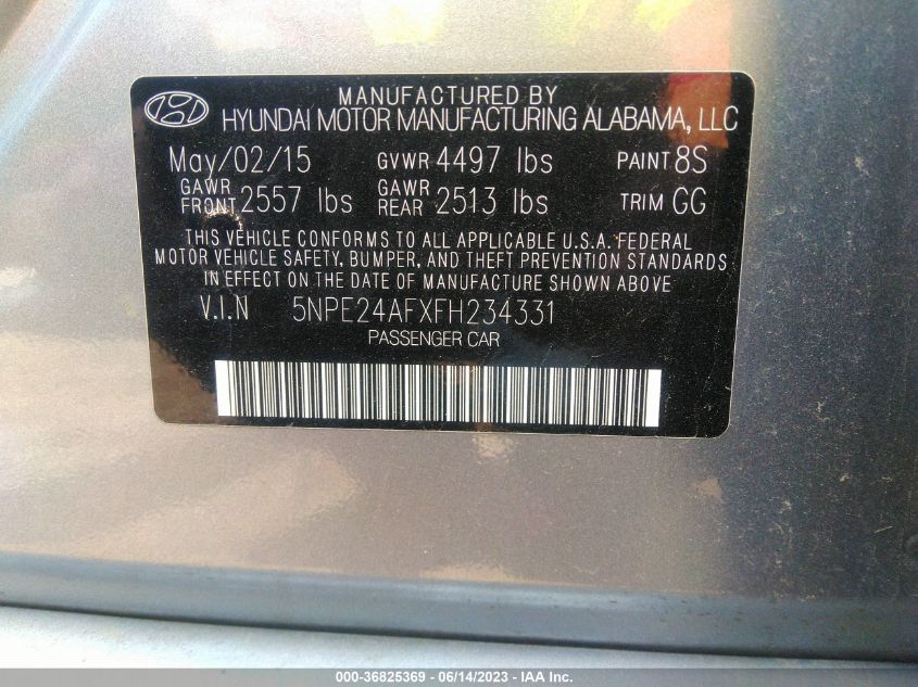 2015 HYUNDAI SONATA SE - 5NPE24AFXFH234331