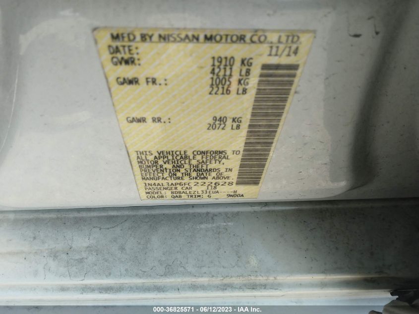 2015 NISSAN ALTIMA 2.5 S - 1N4AL3AP6FC222628