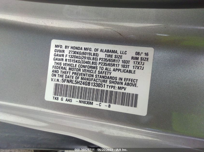 2016 HONDA ODYSSEY LX - 5FNRL5H24GB133051