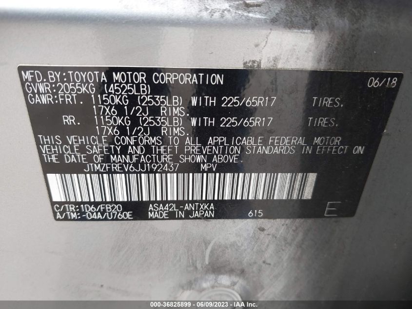 2018 TOYOTA RAV4 LE - JTMZFREV6JJ192437