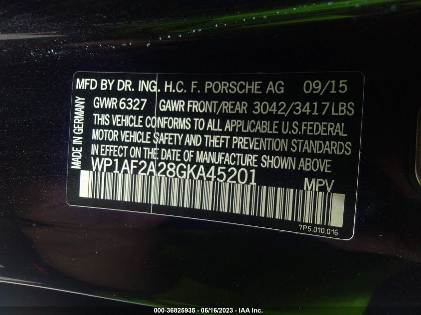 2016 PORSCHE CAYENNE DIESEL - WP1AF2A28GKA45201