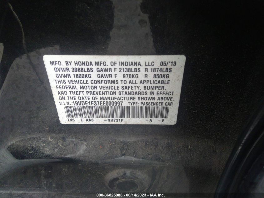 2014 ACURA ILX 20 - 19VDE1F37EE000997