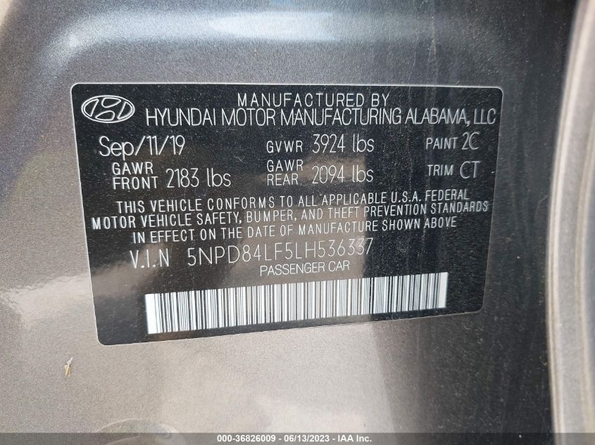 2020 HYUNDAI ELANTRA SEL - 5NPD84LF5LH536337