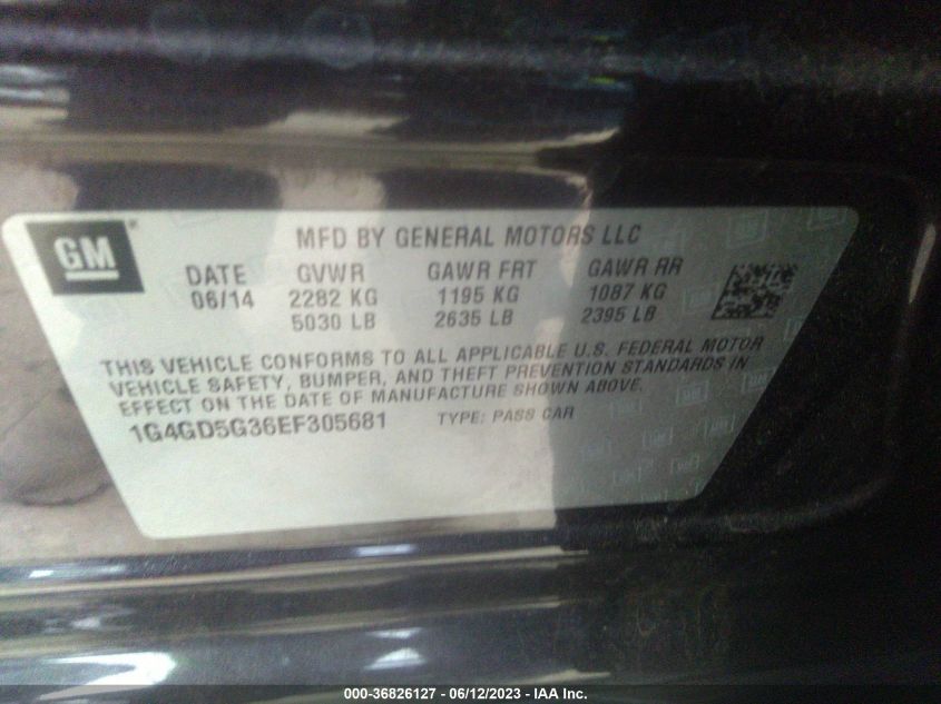 2014 BUICK LACROSSE PREMIUM I - 1G4GD5G36EF305681