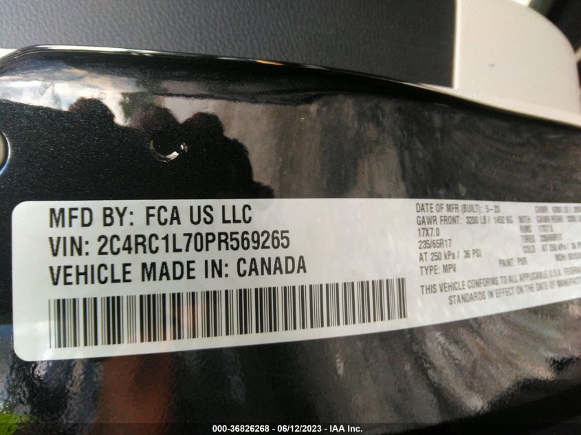 2023 CHRYSLER PACIFICA HYBRID TOURING L - 2C4RC1L70PR569265