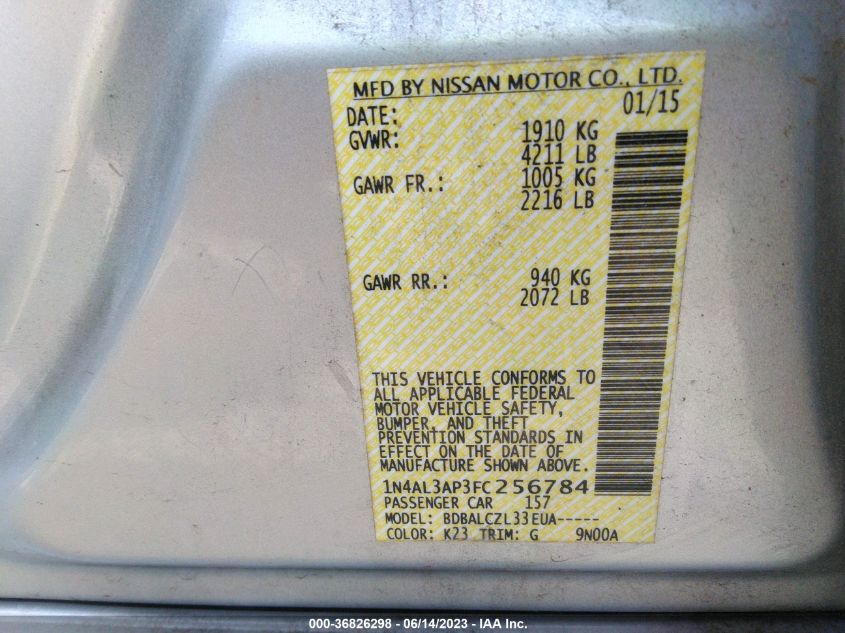 2015 NISSAN ALTIMA 2.5 - 1N4AL3AP3FC256784