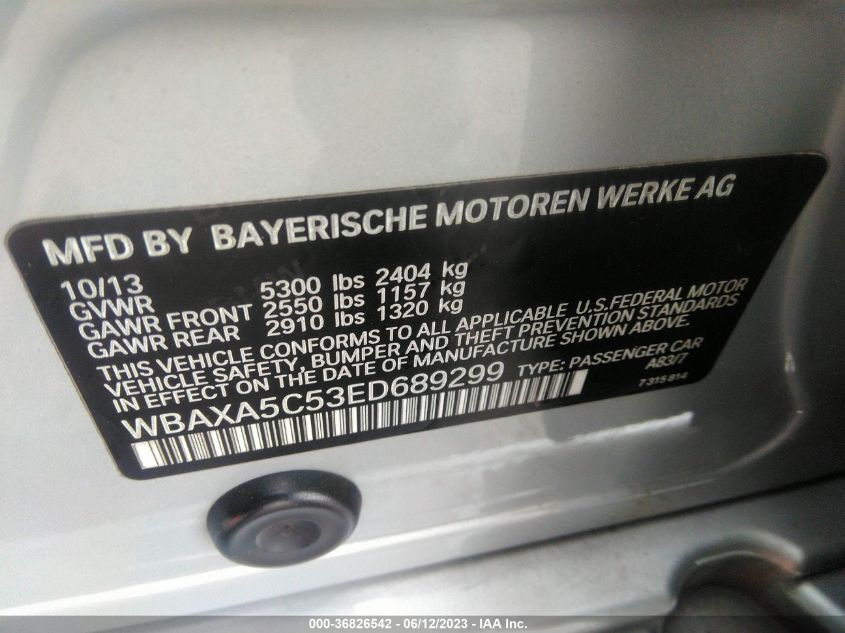 2014 BMW 5 SERIES 535D - WBAXA5C53ED689299