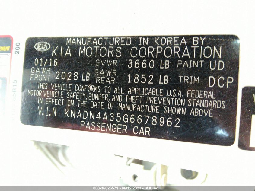 2016 KIA RIO EX - KNADN4A35G6678962
