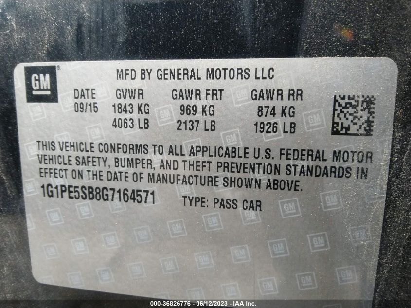 2016 CHEVROLET CRUZE LIMITED LT - 1G1PE5SB8G7164571