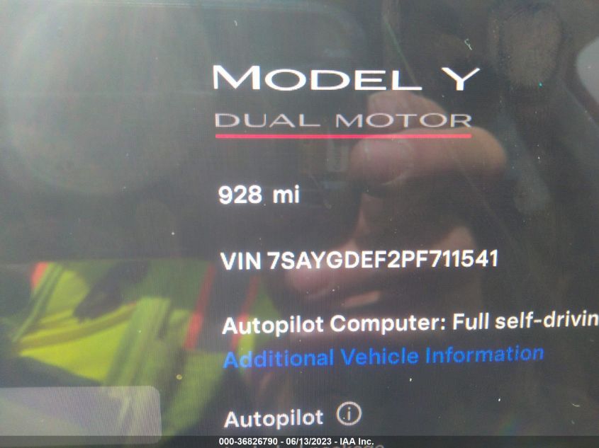 2023 TESLA MODEL Y PERFORMANCE - 7SAYGDEF2PF711541