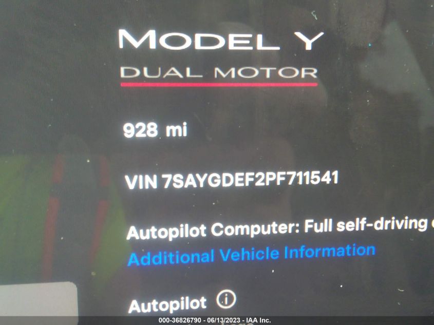 2023 TESLA MODEL Y PERFORMANCE - 7SAYGDEF2PF711541