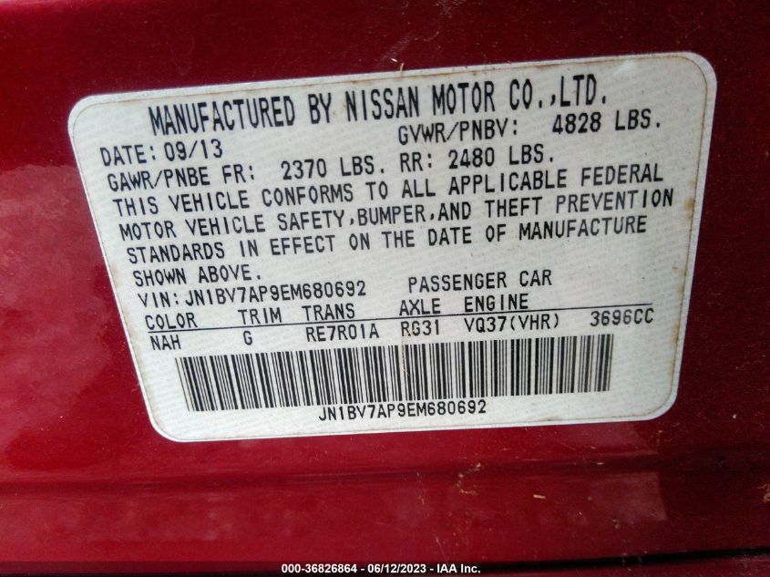 2014 INFINITI Q50 PREMIUM - JN1BV7AP9EM680692