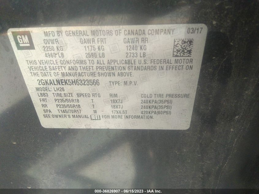 2017 GMC TERRAIN SLE - 2GKALNEK5H6323566
