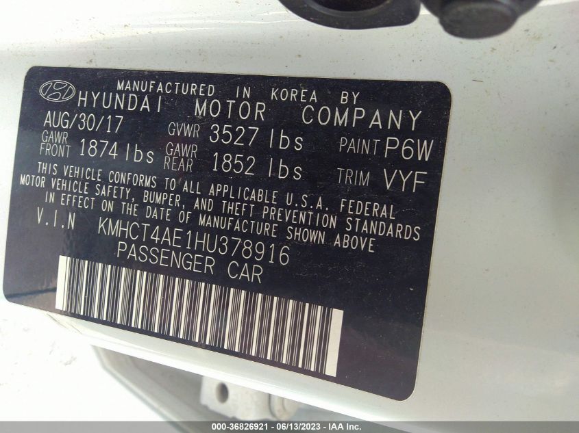 2017 HYUNDAI ACCENT SE - KMHCT4AE1HU378916