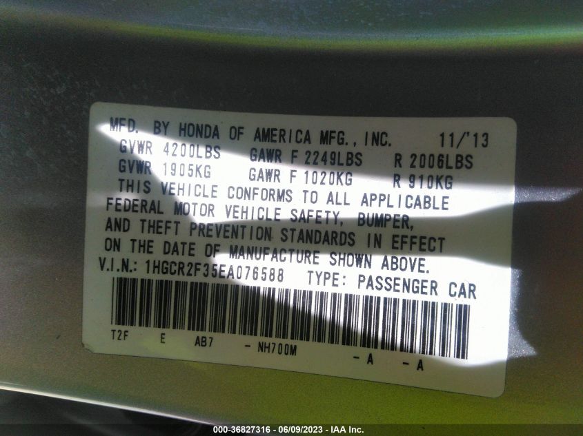 2014 HONDA ACCORD SEDAN LX - 1HGCR2F35EA076588