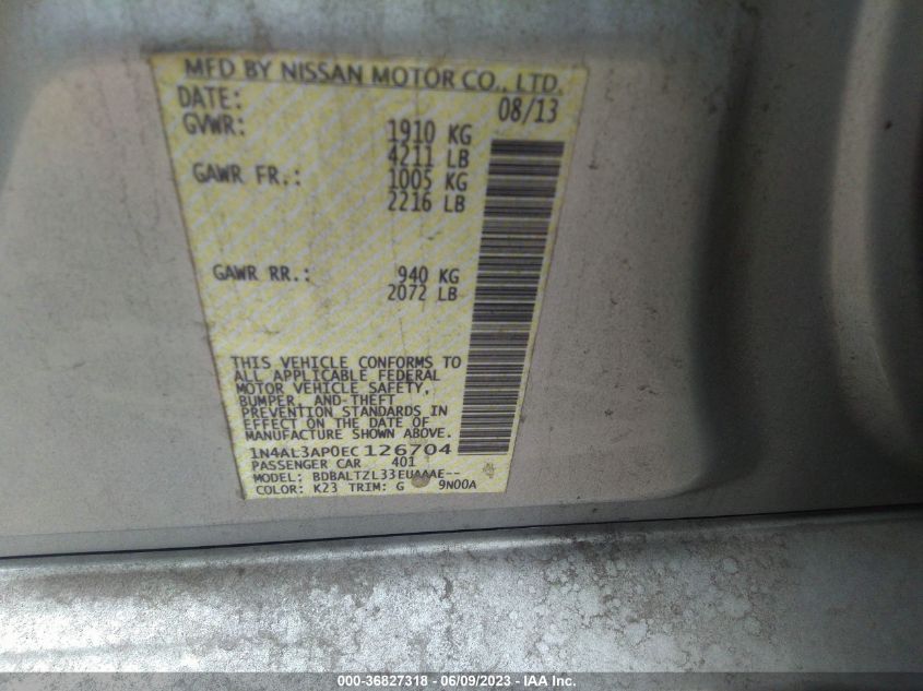2014 NISSAN ALTIMA 2.5 SV - 1N4AL3AP0EC126704