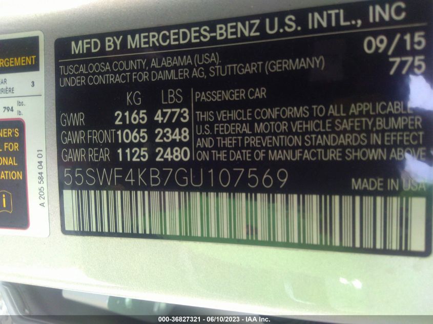 55SWF4KB7GU107569 2016 MERCEDES-BENZ C-CLASS, photo no. 9