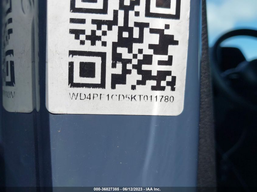 2019 MERCEDES-BENZ SPRINTER VAN WD4PF1CD5KT011780