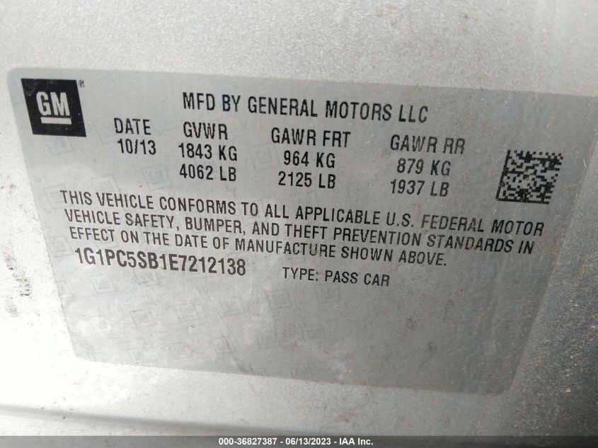 2014 CHEVROLET CRUZE 1LT - 1G1PC5SB1E7212138