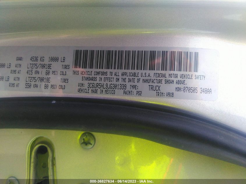 2018 RAM 2500 TRADESMAN - 3C6UR5HL9JG301339