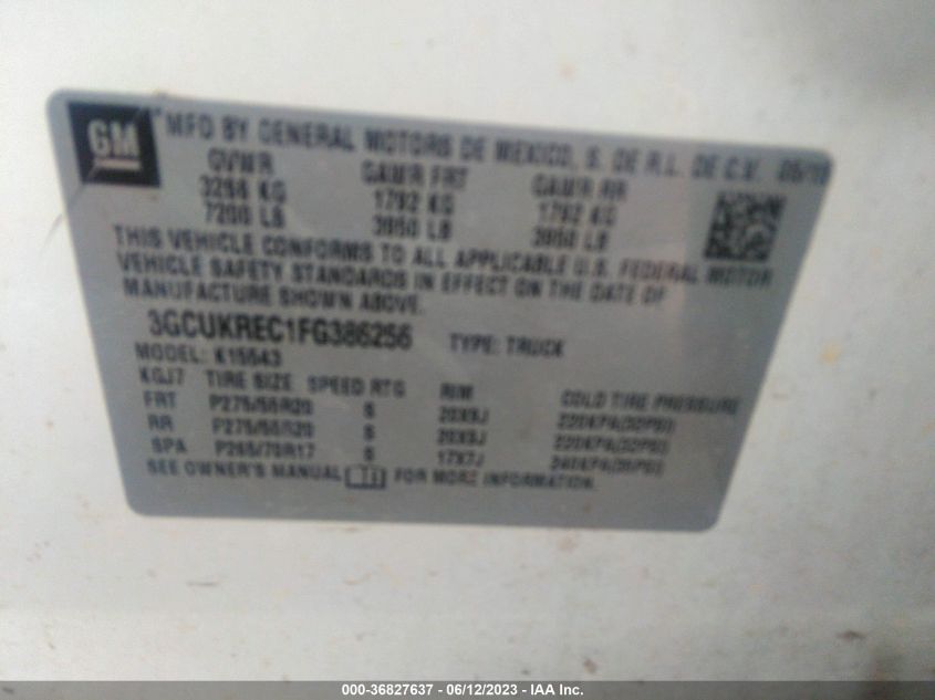 2015 CHEVROLET SILVERADO 1500 LT - 3GCUKREC1FG386256