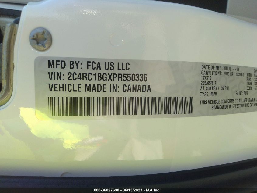 2023 CHRYSLER PACIFICA TOURING L - 2C4RC1BGXPR550336