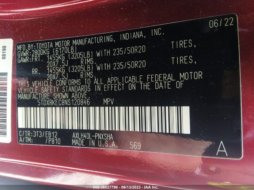 2022 TOYOTA SIENNA XSE - 5TDXRKEC8NS120846