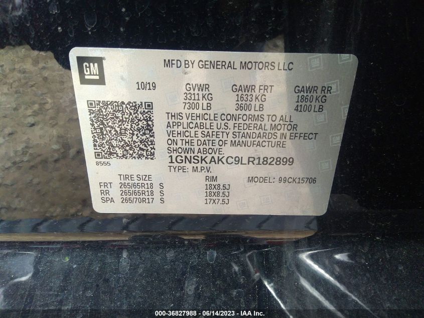 2020 CHEVROLET TAHOE LS - 1GNSKAKC9LR182899