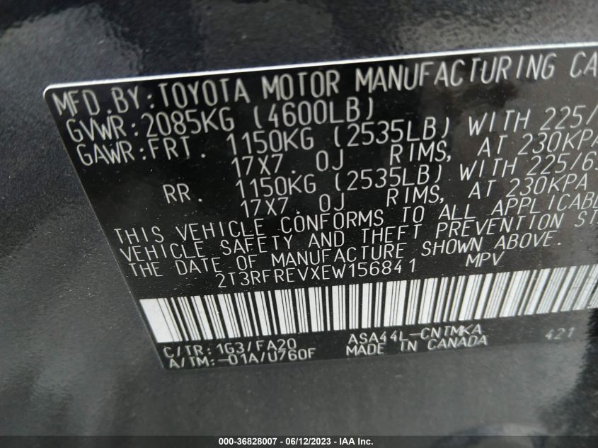 2014 TOYOTA RAV4 XLE - 2T3RFREVXEW156841