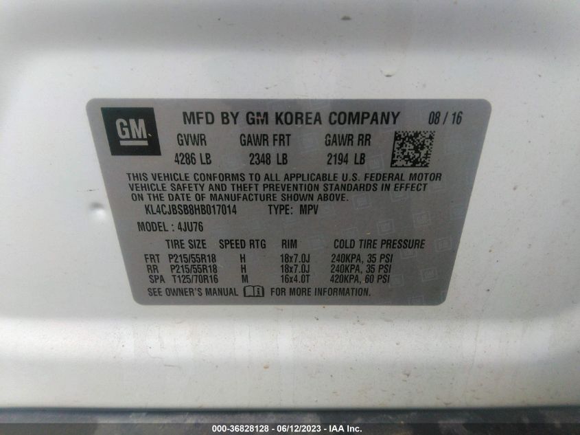 2017 BUICK ENCORE PREFERRED II - KL4CJBSB8HB017014