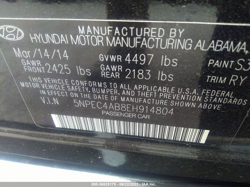 2014 HYUNDAI SONATA SE - 5NPEC4AB8EH914804