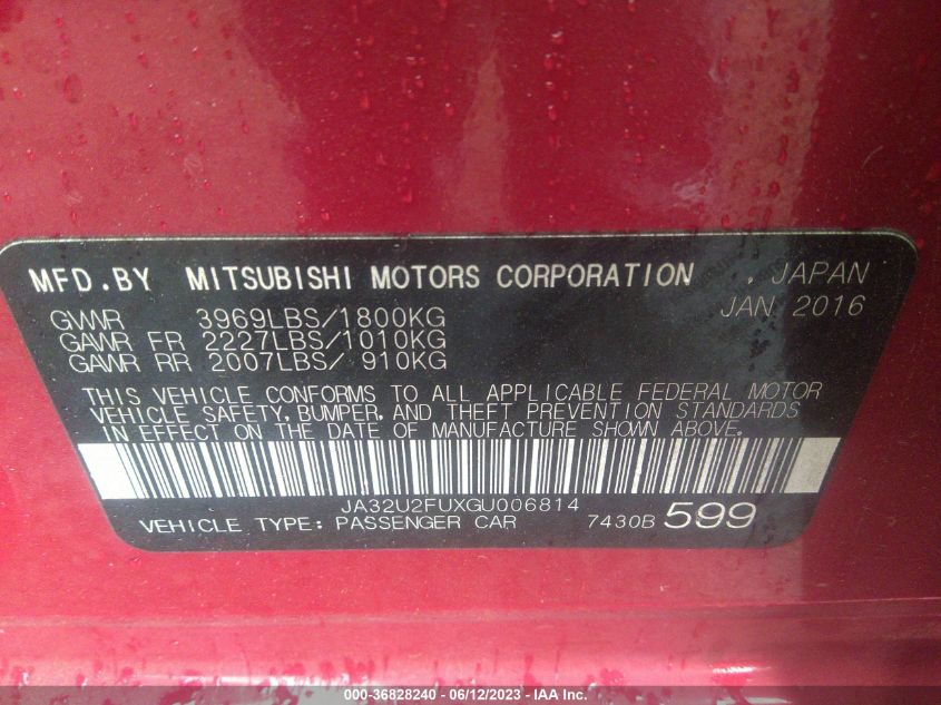2016 MITSUBISHI LANCER ES - JA32U2FUXGU006814