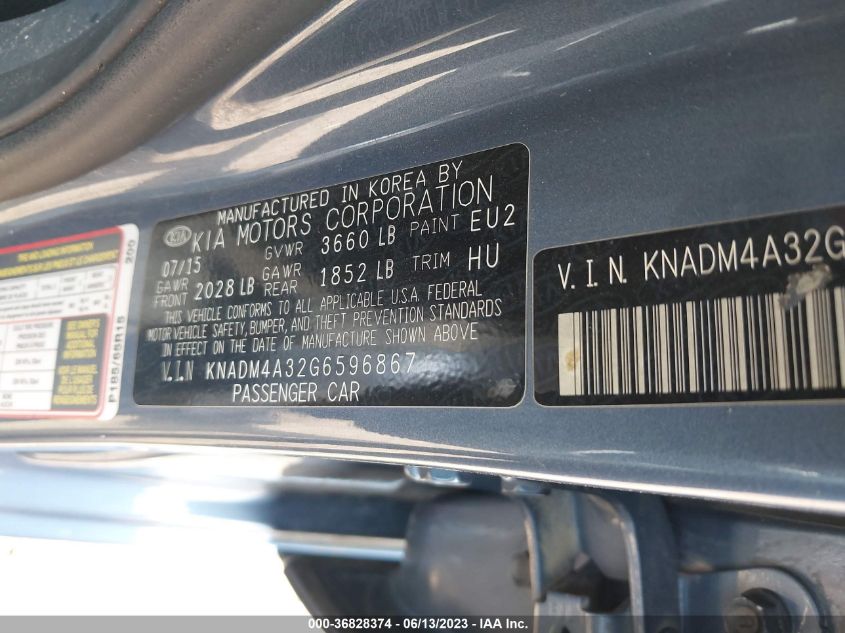 2016 KIA RIO LX - KNADM4A32G6596867