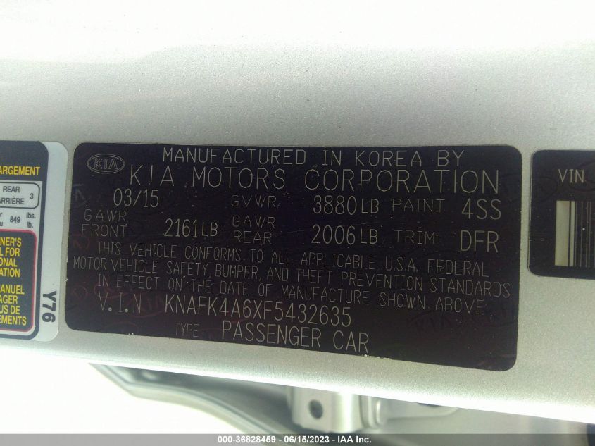 2015 KIA FORTE LX - KNAFK4A6XF5432635
