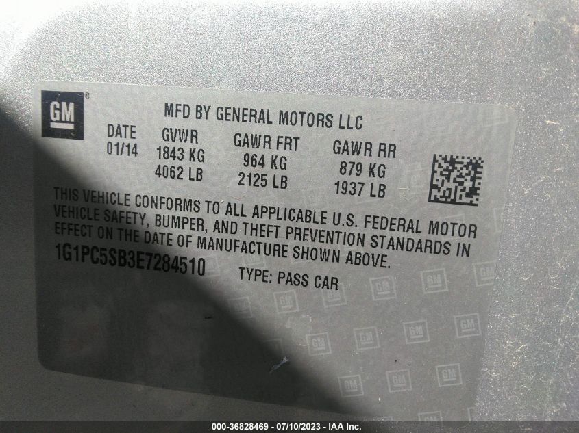 2014 CHEVROLET CRUZE 1LT - 1G1PC5SB3E7284510