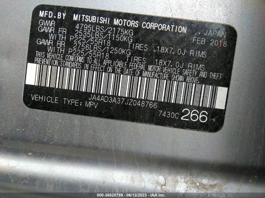 2018 MITSUBISHI OUTLANDER SE/SEL/LE - JA4AD3A37JZ048766