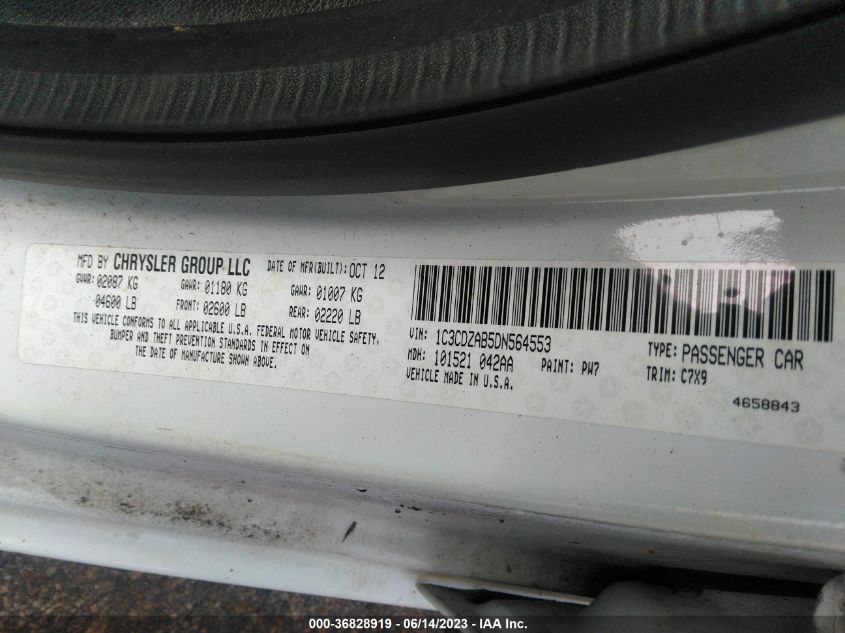 2013 DODGE AVENGER SE - 1C3CDZAB5DN564553